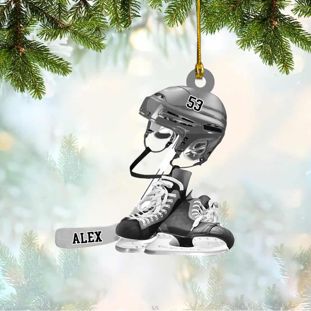 Personalized Ice Hockey Ornament, Gift For Ice Hockey Players - Image 2