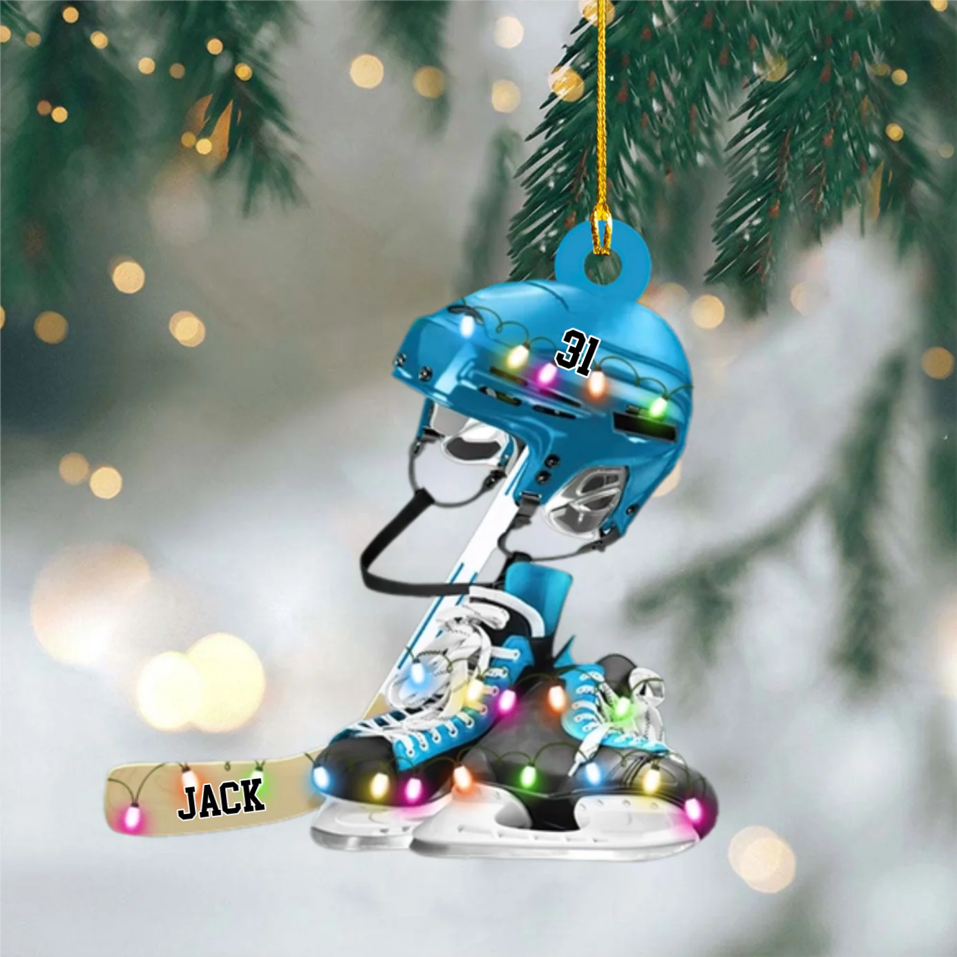 Personalized Ice Hockey Ornament, Gift For Ice Hockey Players - Image 4