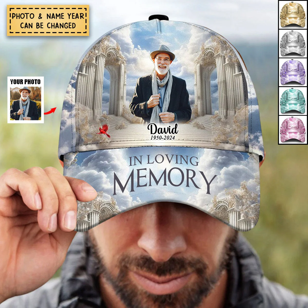 Personalized In Loving Memory Heaven Gate Sky Cap - Image 2