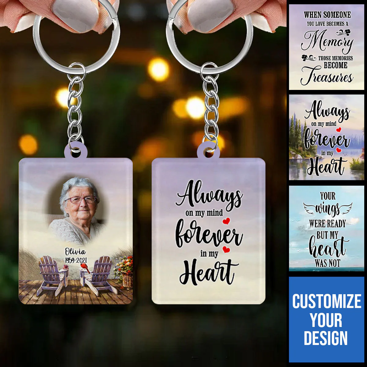 Personalized In Loving Memory Loved One Memorial Cardinal Keychain - Image 2