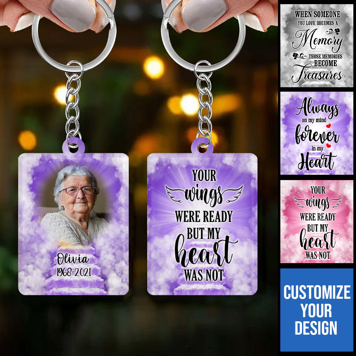 Personalized In Loving Memory Loved One Memorial Cardinal Keychain - Image 3