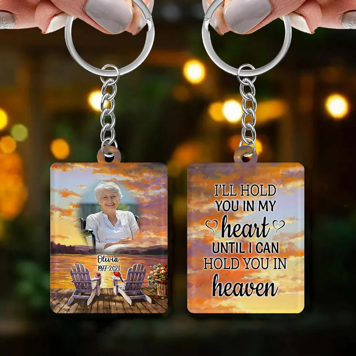Personalized In Loving Memory Loved One Memorial Cardinal Keychain - Image 4