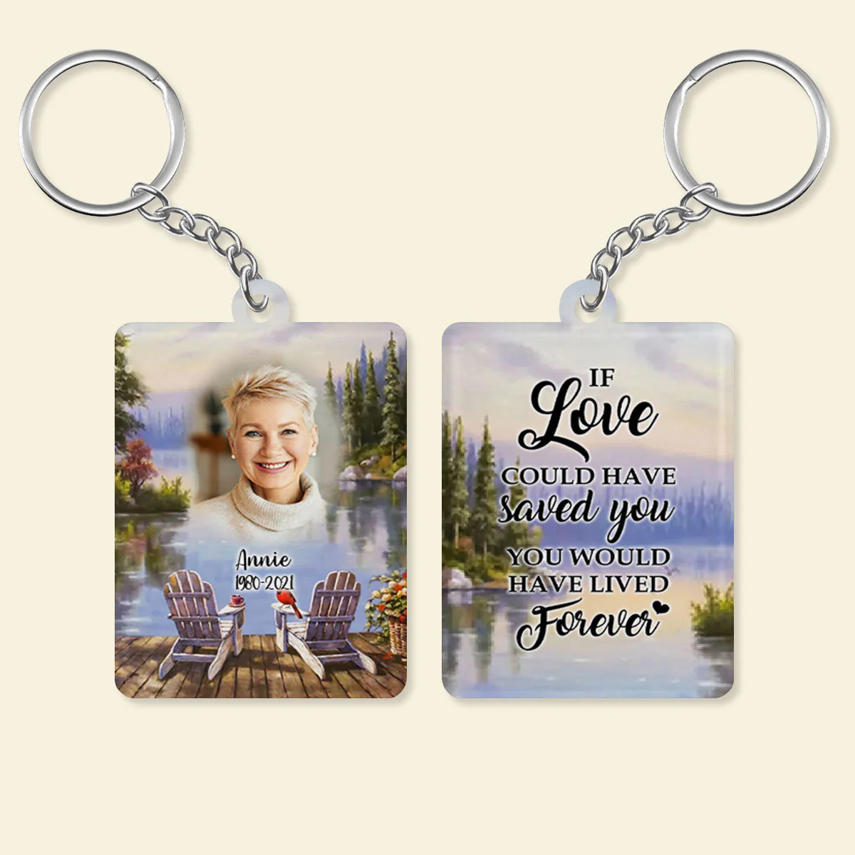 Personalized In Loving Memory Loved One Memorial Cardinal Keychain - Image 8