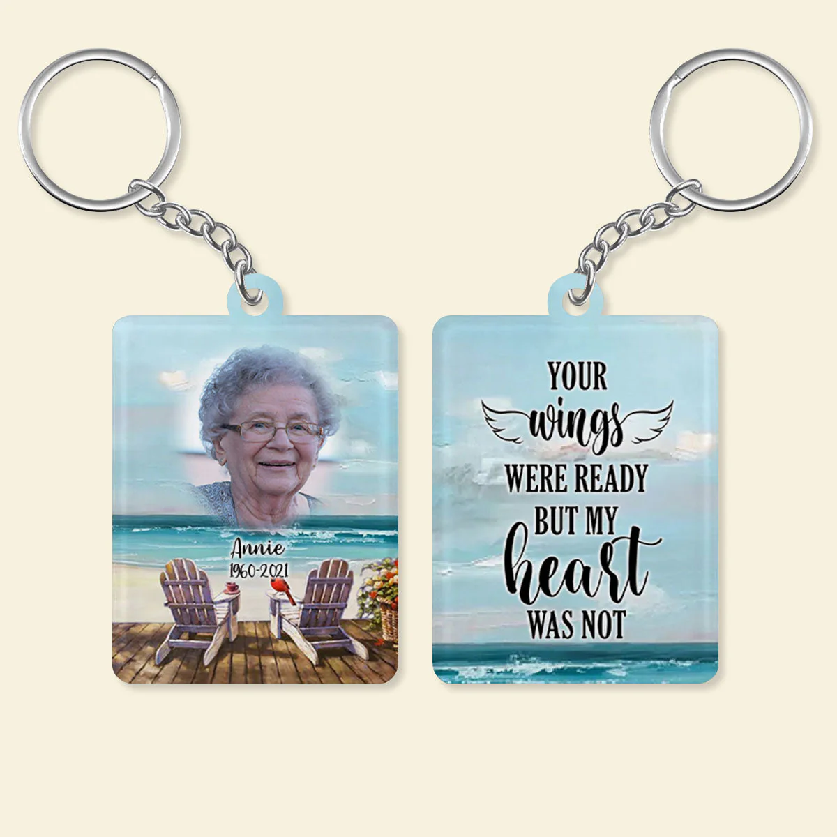 Personalized In Loving Memory Loved One Memorial Cardinal Keychain - Image 9