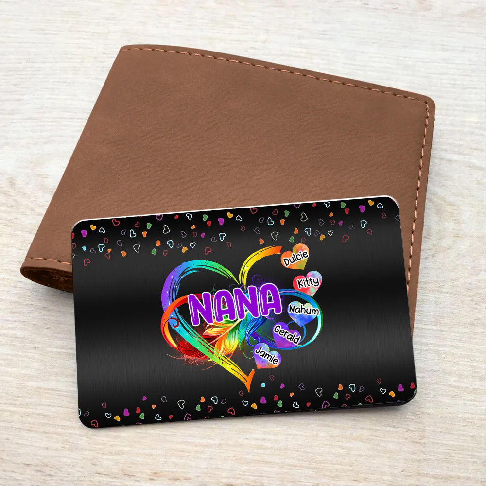 Personalized Infinity Love Family Heart Rainbow Grandma Metal Wallet Card - Image 2