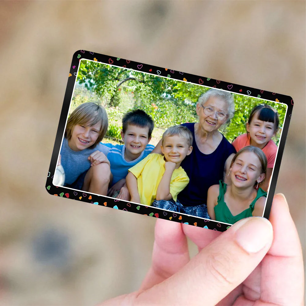 Personalized Infinity Love Family Heart Rainbow Grandma Metal Wallet Card - Image 3