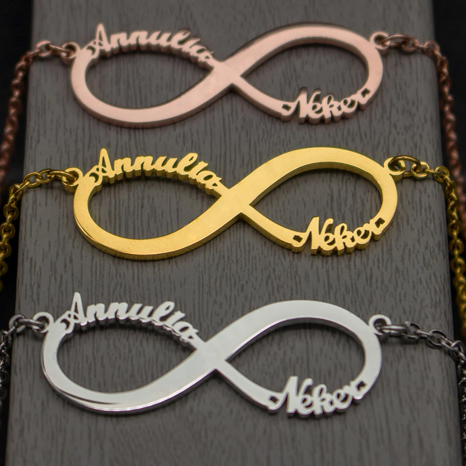Personalized Infinity Name Necklace - Two Name Necklace - Image 11