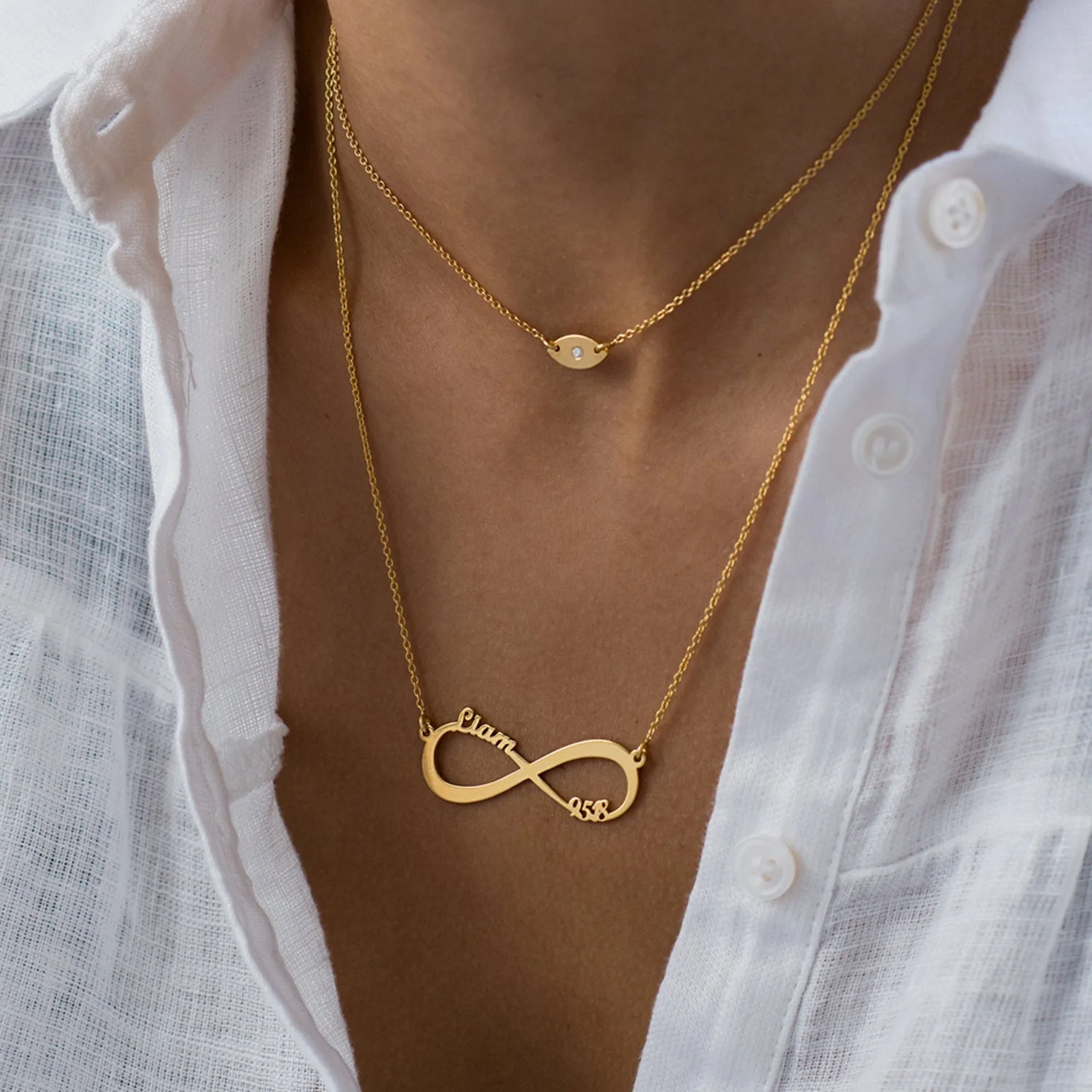 Personalized Infinity Name Necklace - Two Name Necklace - Image 3