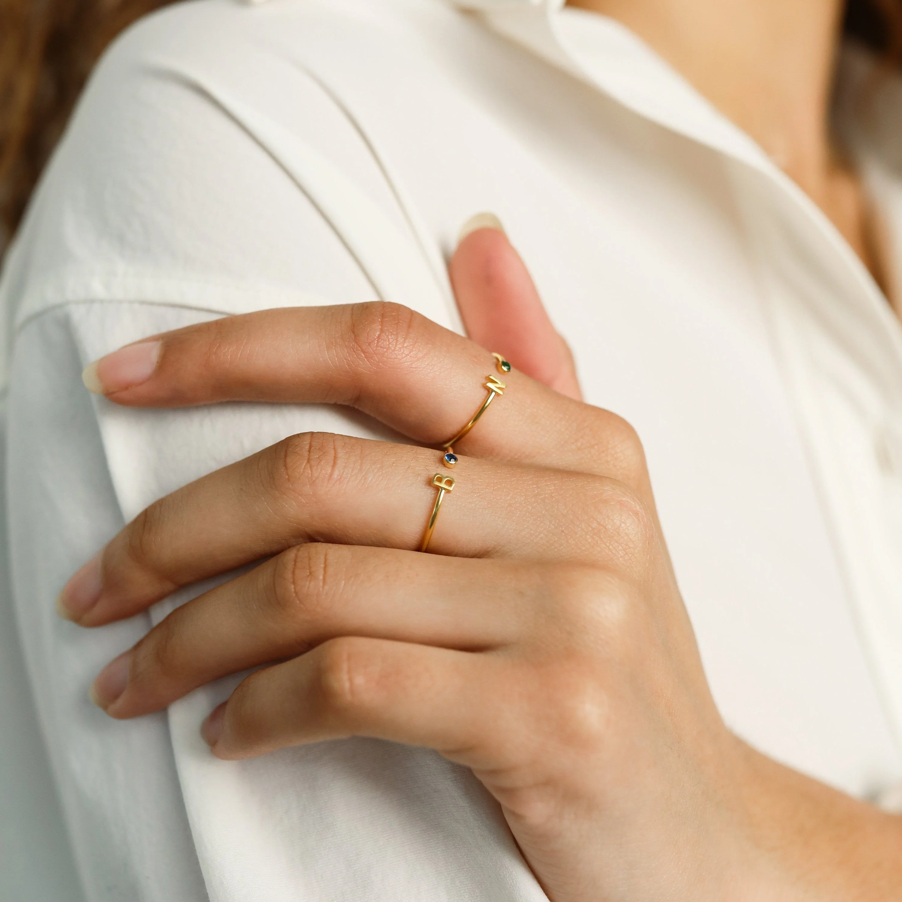 Personalized Initial Birthstone Ring,Dainty Ring for Women - Image 10