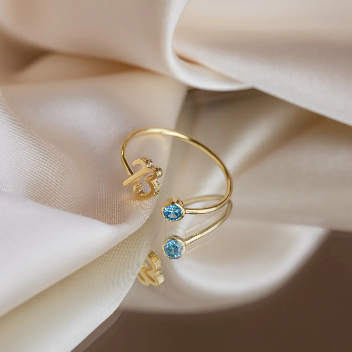 Personalized Initial Birthstone Ring,Dainty Ring for Women - Image 2