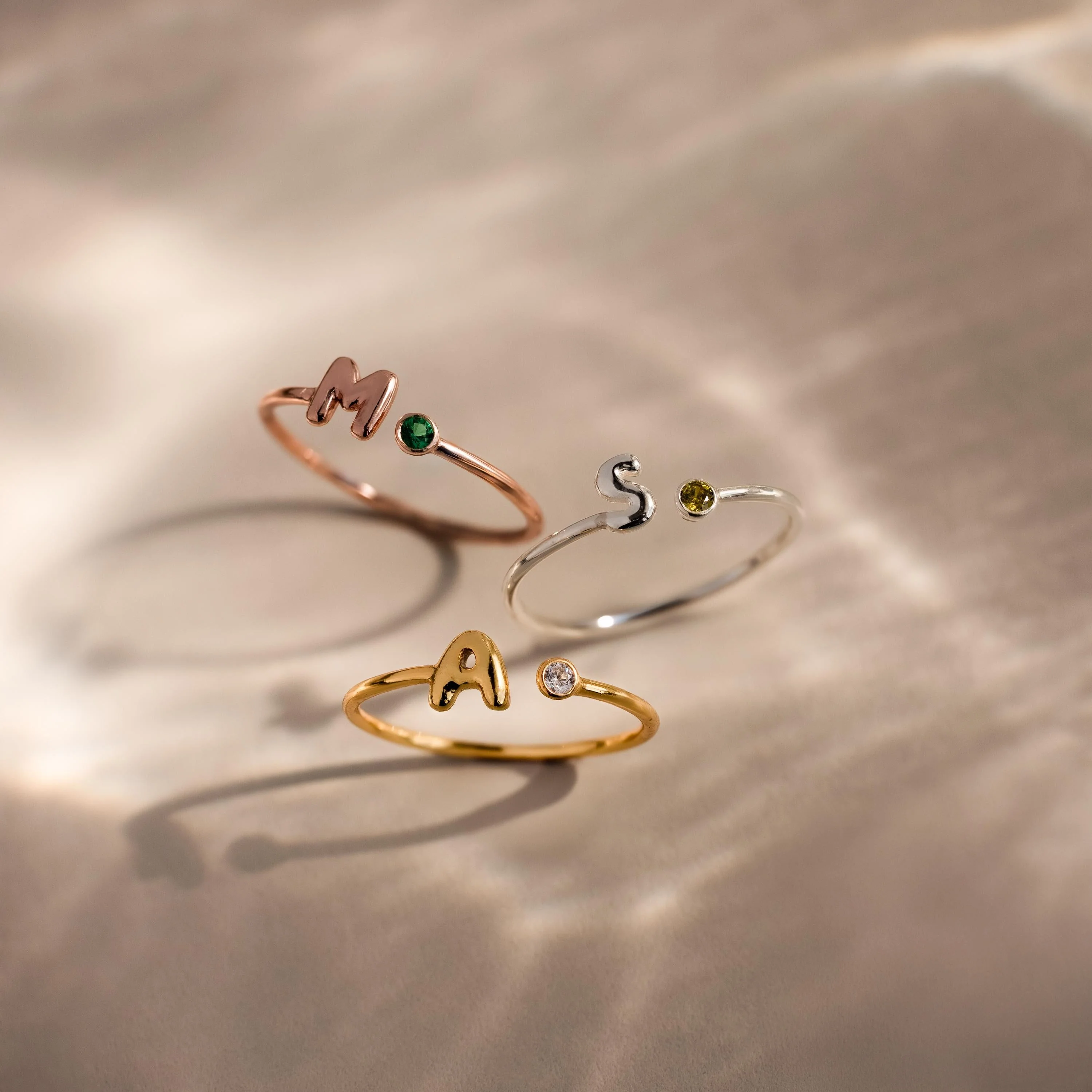 Personalized Initial Birthstone Ring,Dainty Ring for Women - Image 4