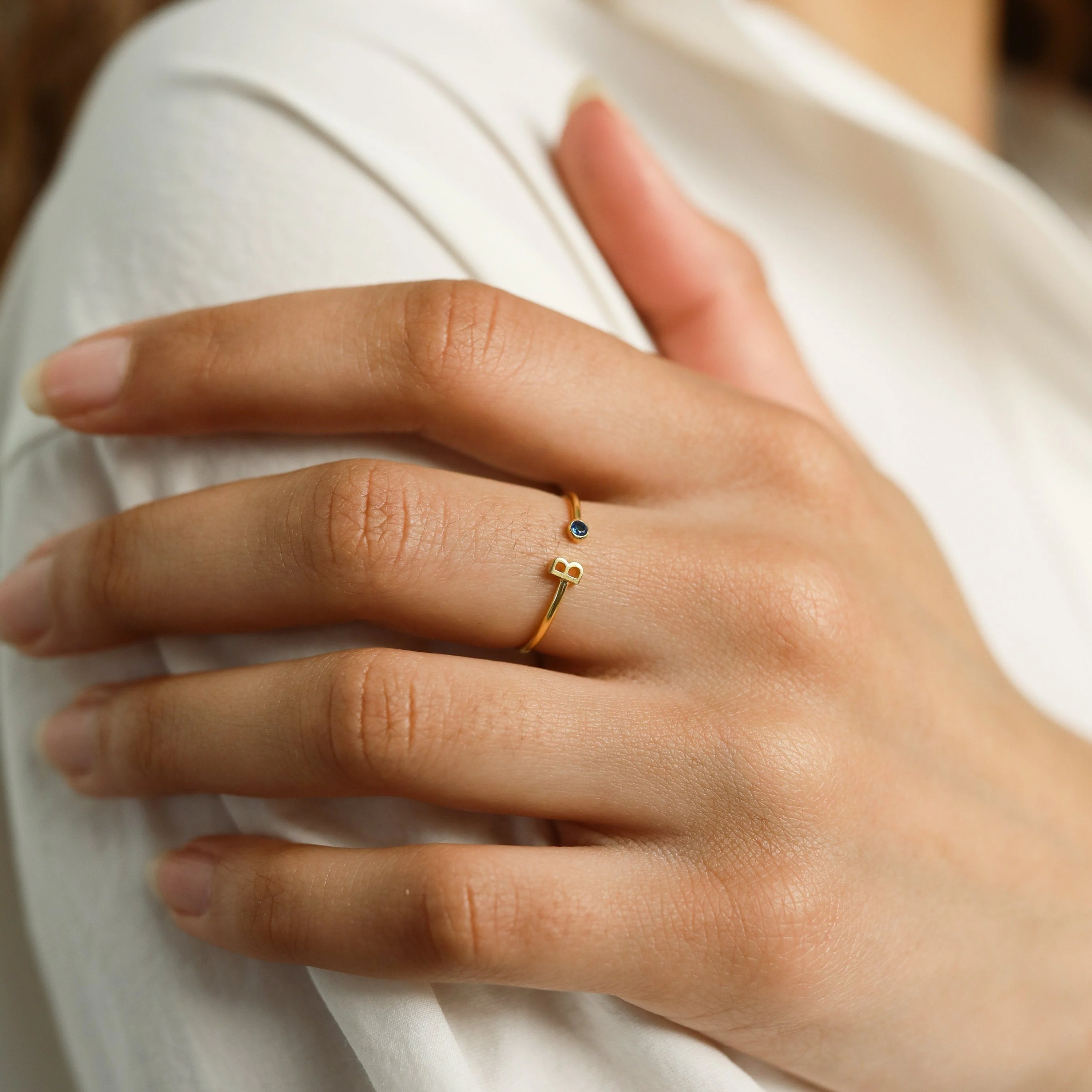 Personalized Initial Birthstone Ring,Dainty Ring for Women - Image 5