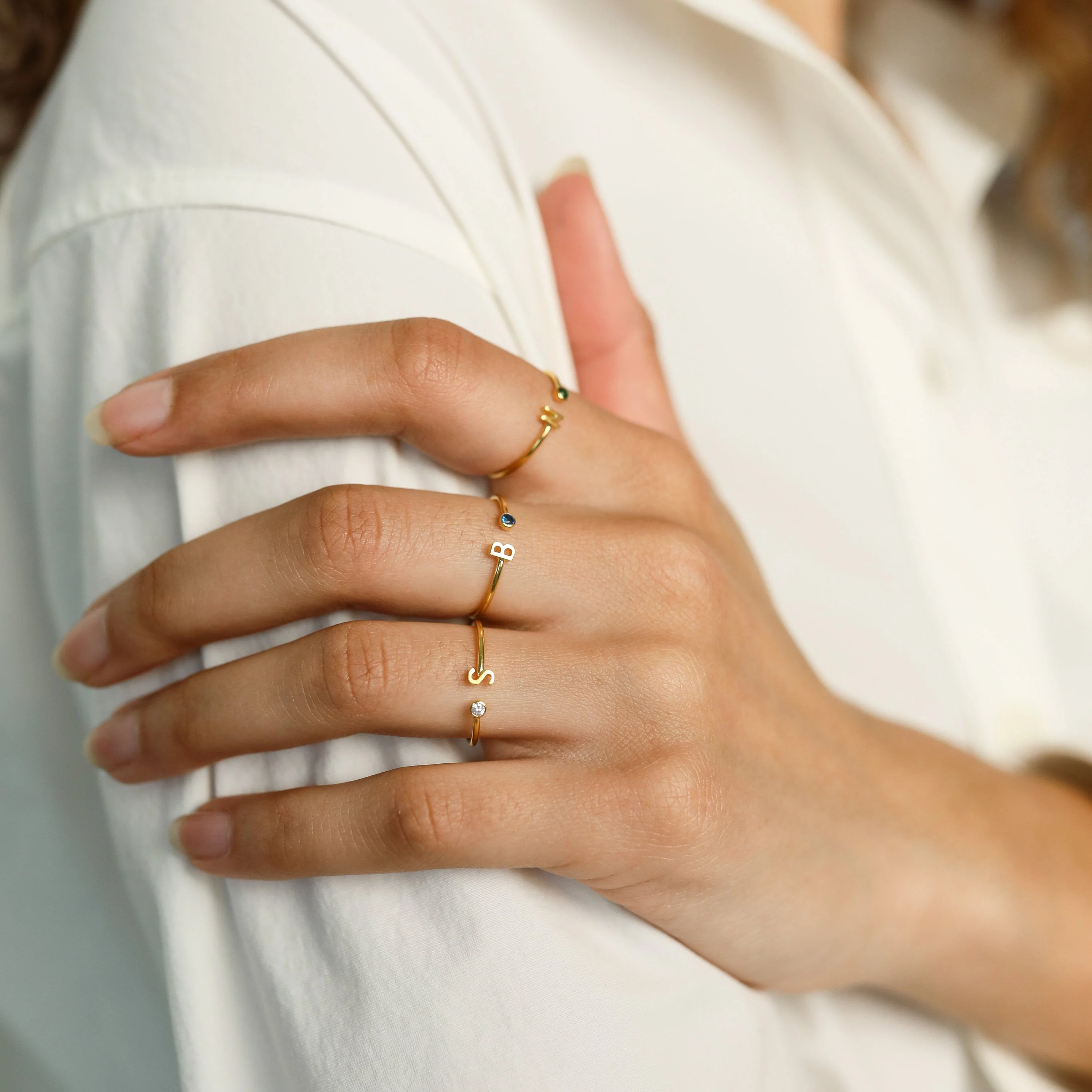 Personalized Initial Birthstone Ring,Dainty Ring for Women - Image 8