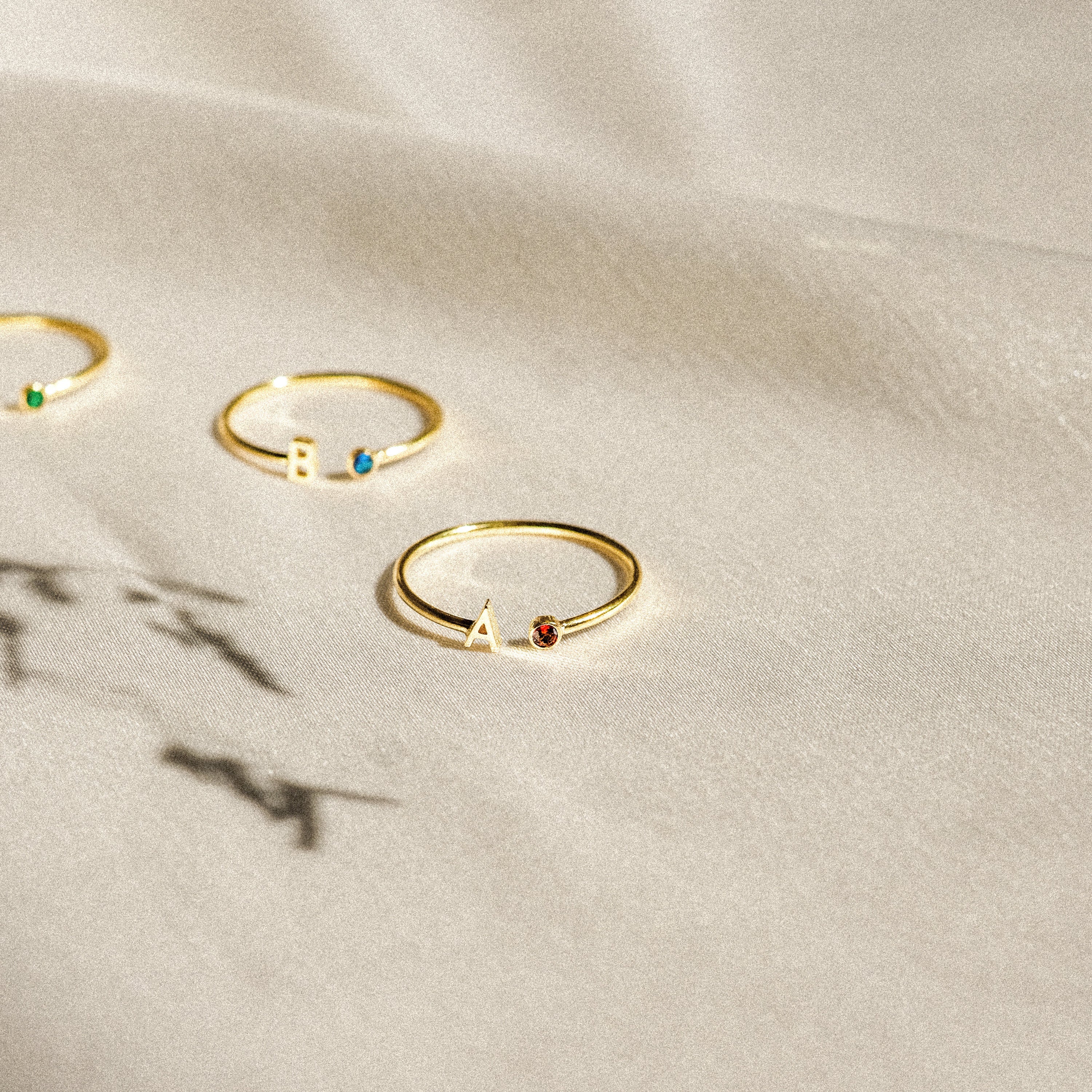 Personalized Initial Birthstone Ring,Dainty Ring for Women - Image 9