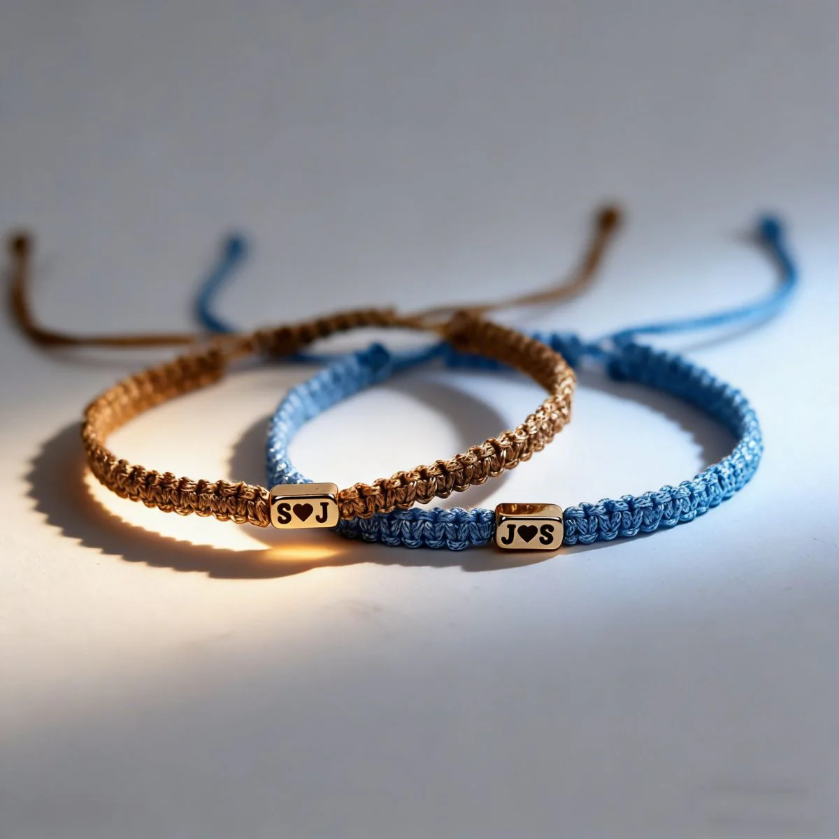 Personalized Initials Engraved Bracelet with Heart Matching Jewelry Gift for Couples