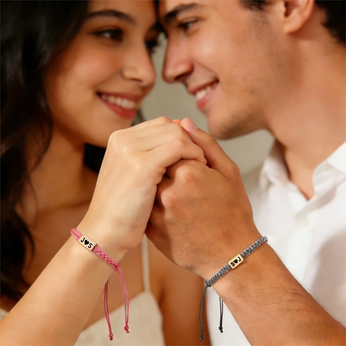 Personalized Initials Engraved Bracelet with Heart Matching Jewelry Gift for Couples - Image 2