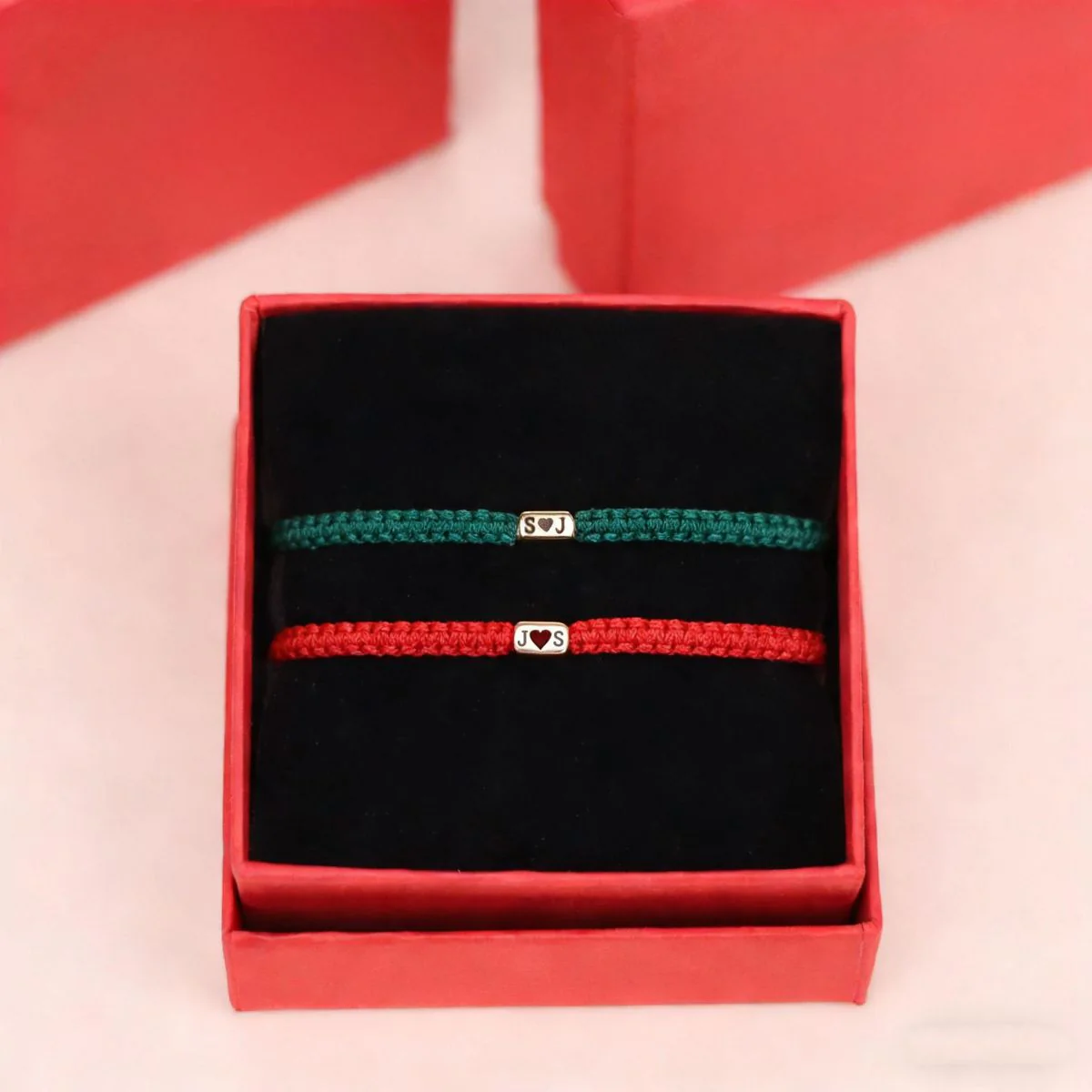 Personalized Initials Engraved Bracelet with Heart Matching Jewelry Gift for Couples - Image 5