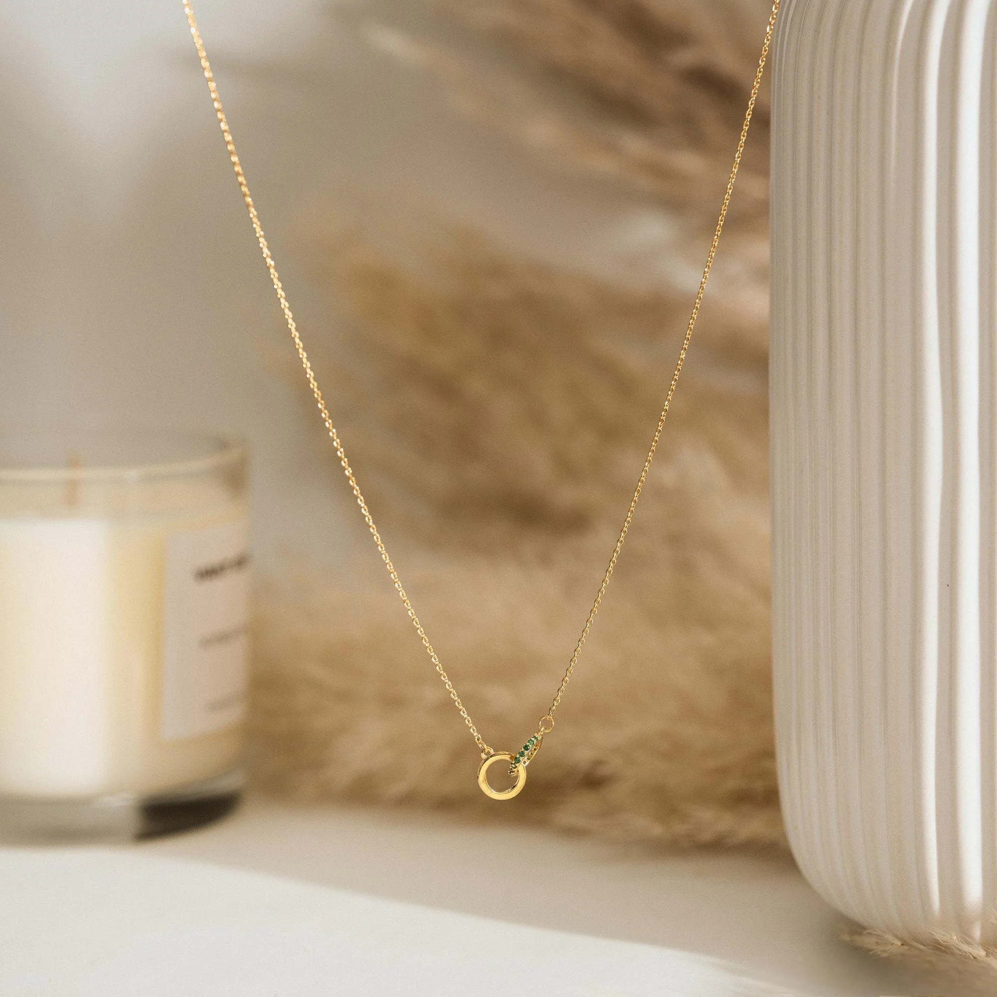 Personalized Interlocking Circle Birthstone Necklace - Image 4