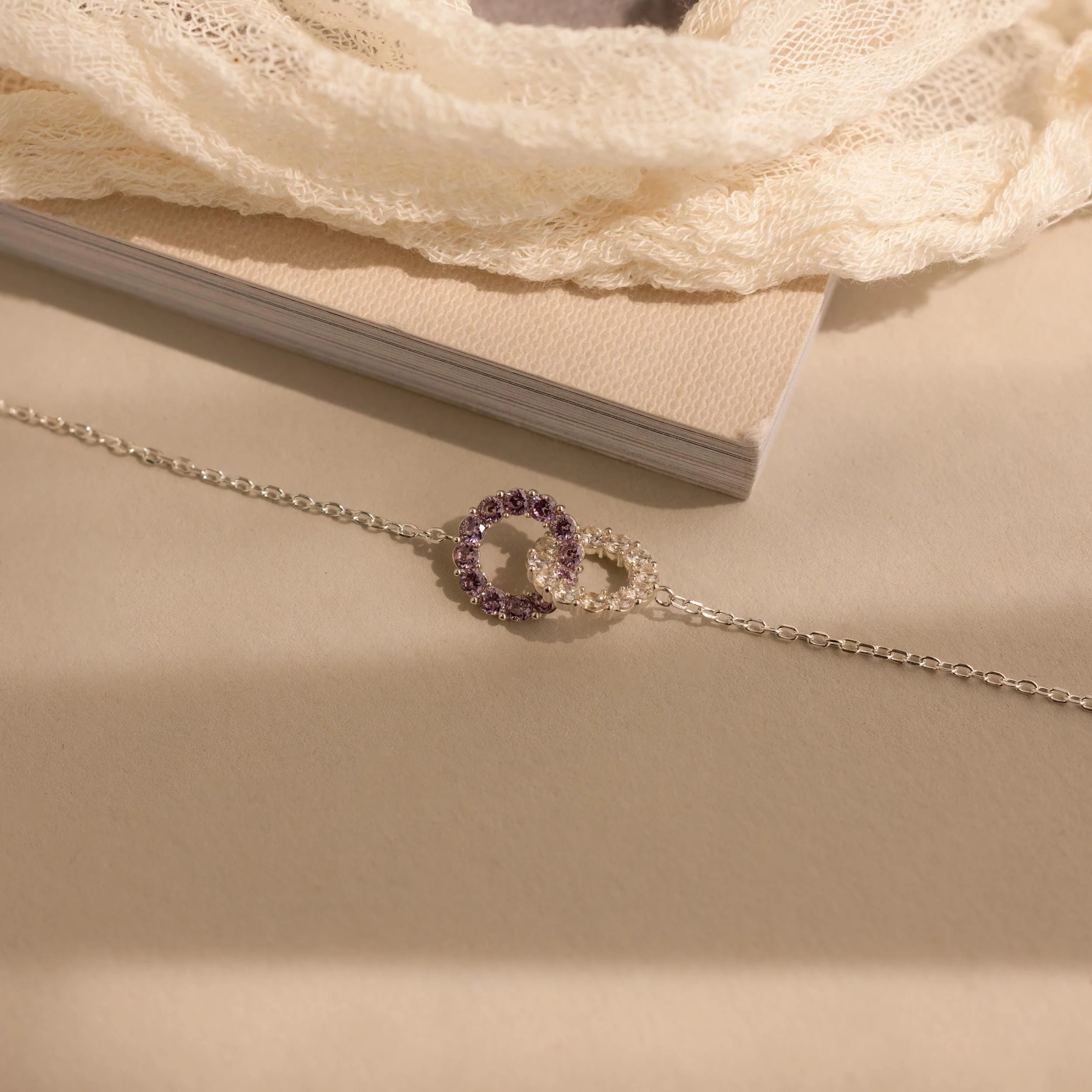 Personalized Interlocking Duo Birthstone Bracelet - Image 2