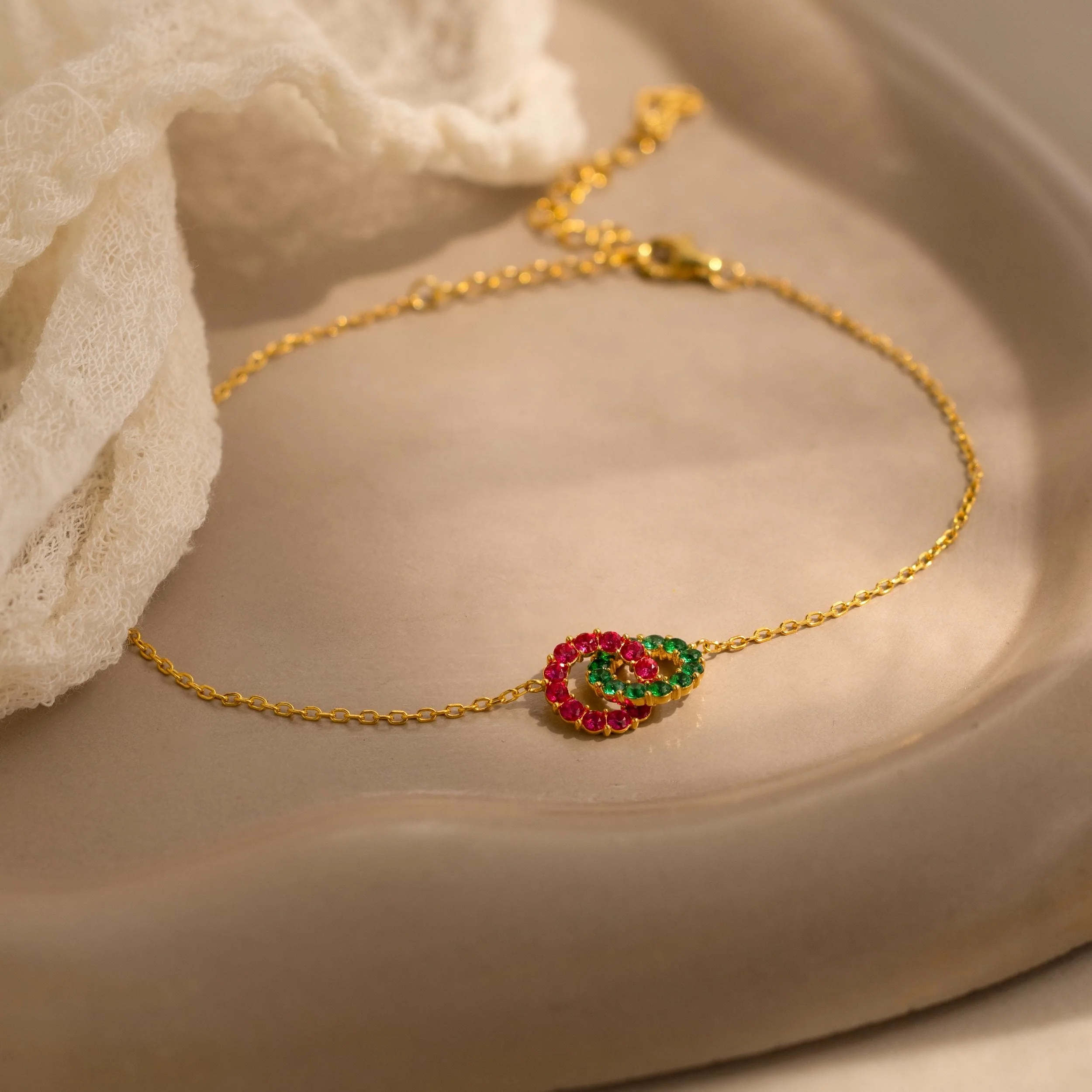 Personalized Interlocking Duo Birthstone Bracelet - Image 5