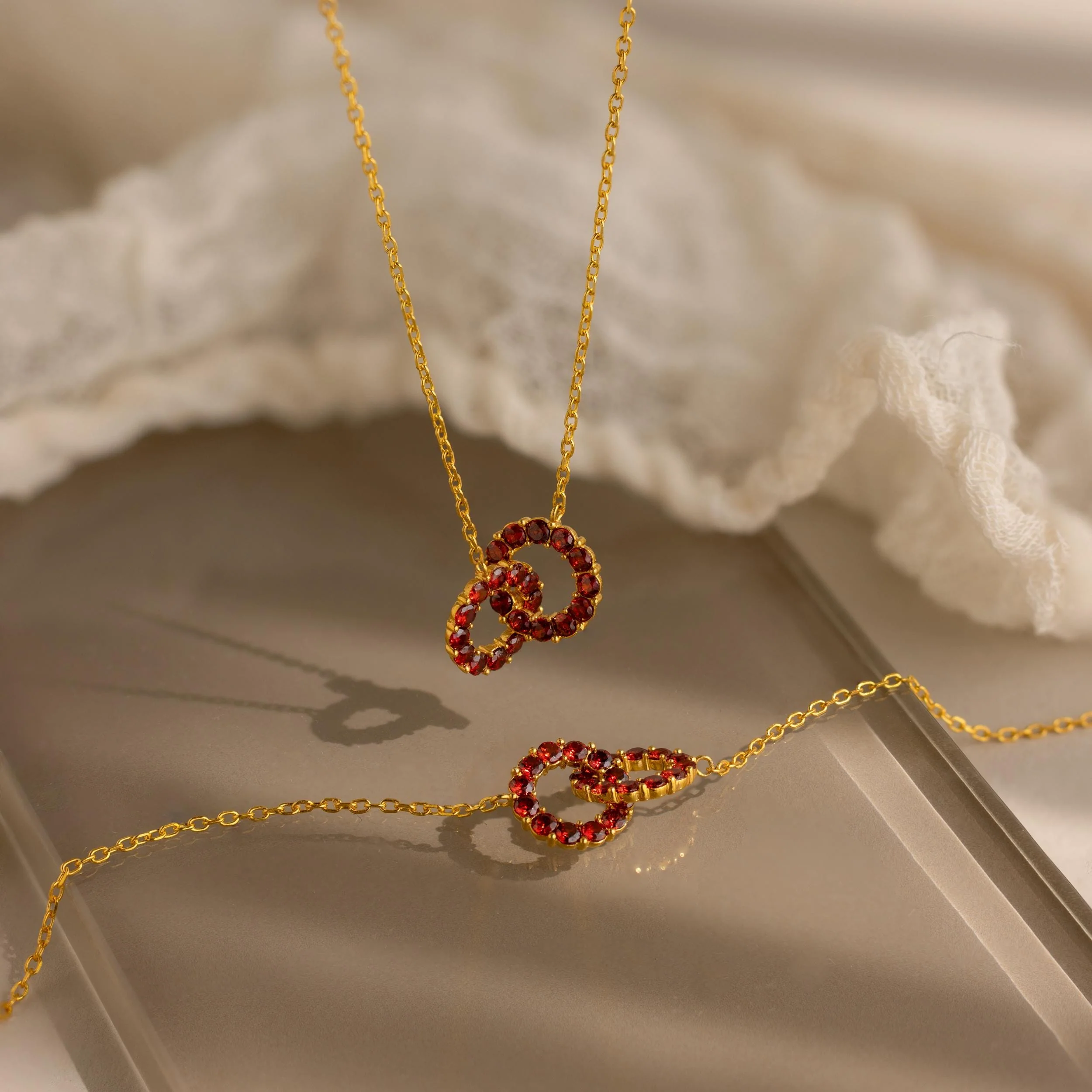 Personalized Interlocking Duo Birthstone Bracelet - Image 7