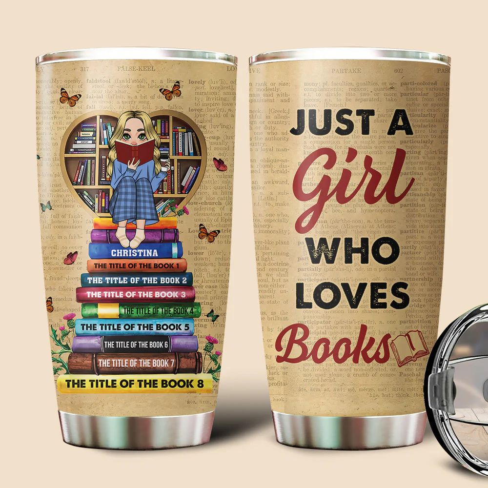 Personalized Just A Girl, A Woman Who Loves Books Tumbler - Image 3
