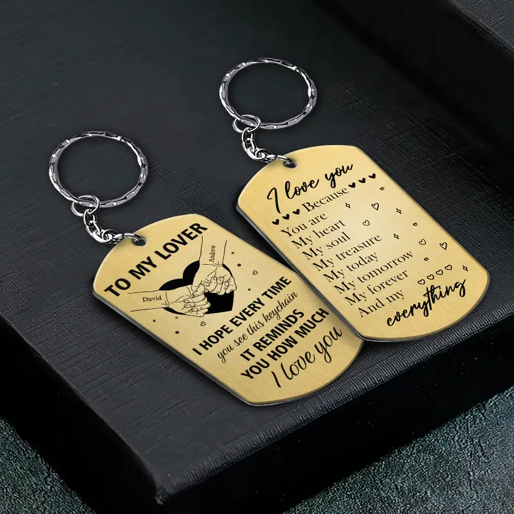 Couple Holding Hands You Are My Heart My Soul My Treasure-Personalized Stainless Steel Keychain - Image 2