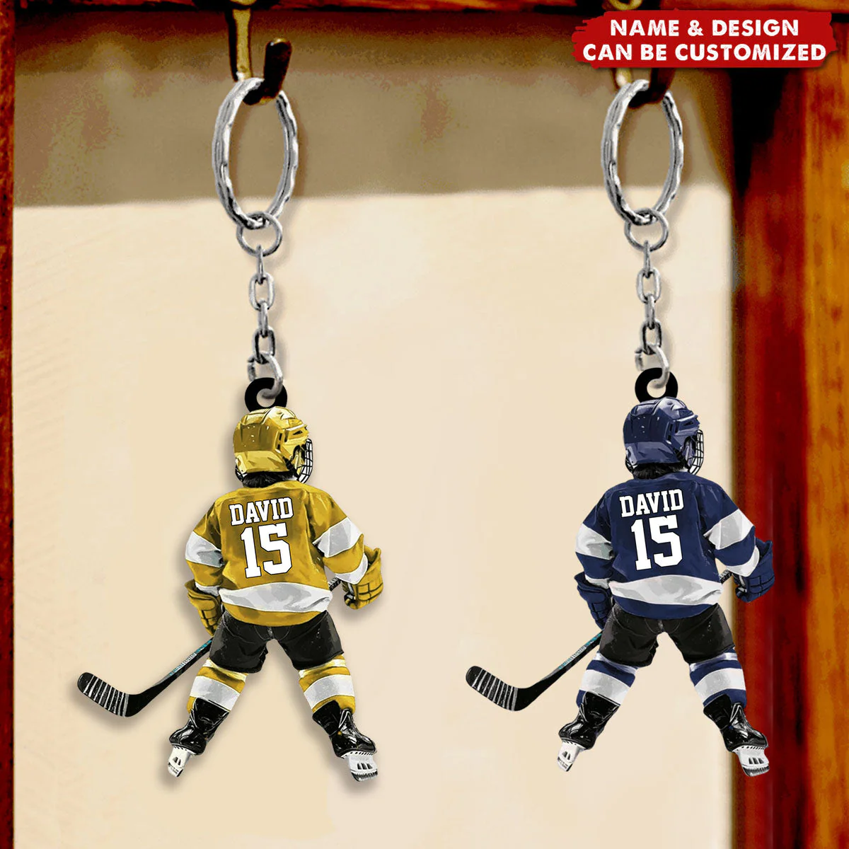 Personalized Kid Hockey Players Keychain For Hockey Lover - Image 2