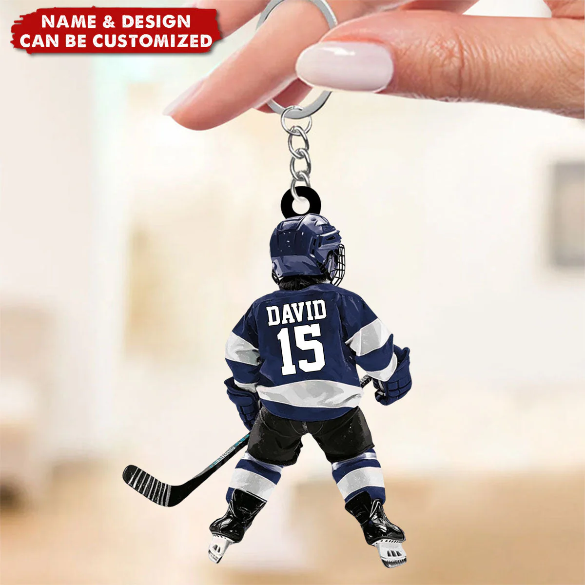 Personalized Kid Hockey Players Keychain For Hockey Lover - Image 3