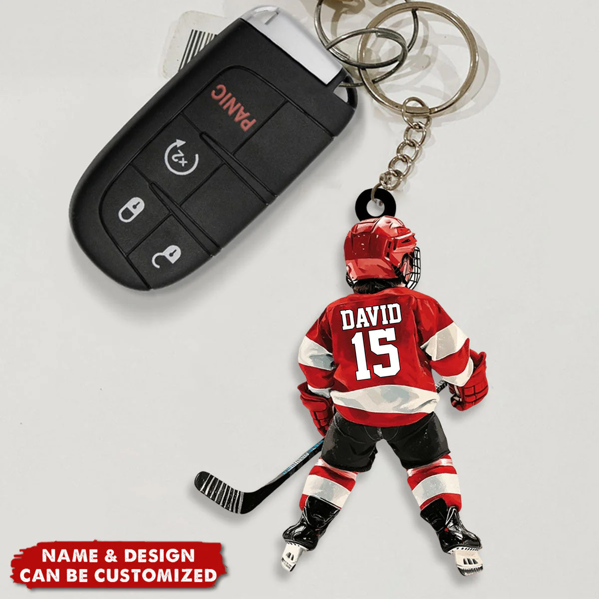 Personalized Kid Hockey Players Keychain For Hockey Lover - Image 4