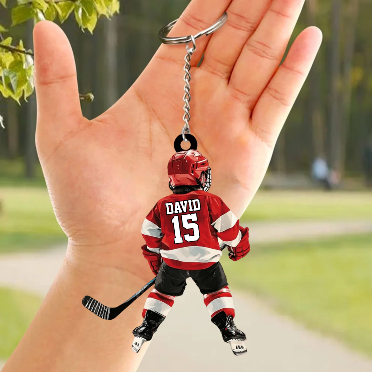 Personalized Kid Hockey Players Keychain For Hockey Lover - Image 5
