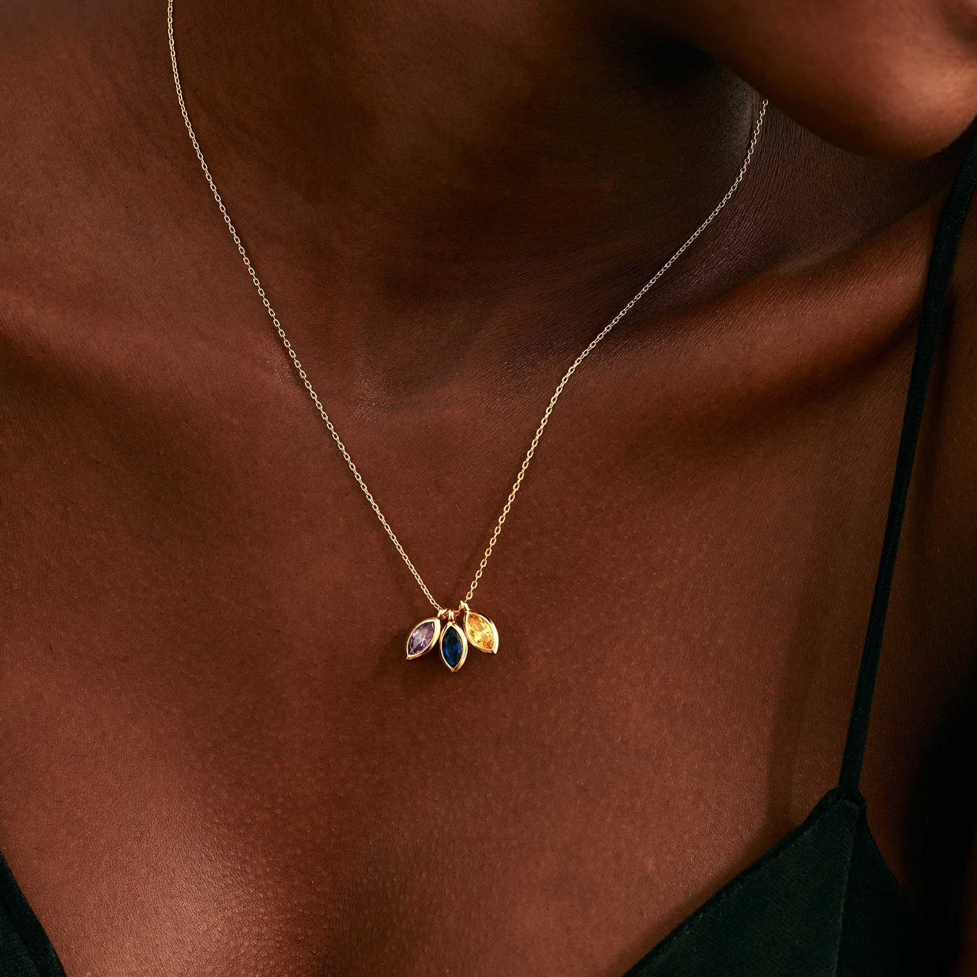 Personalized Leaf Birthstone Necklace, Grandma Mother Gift - Image 3