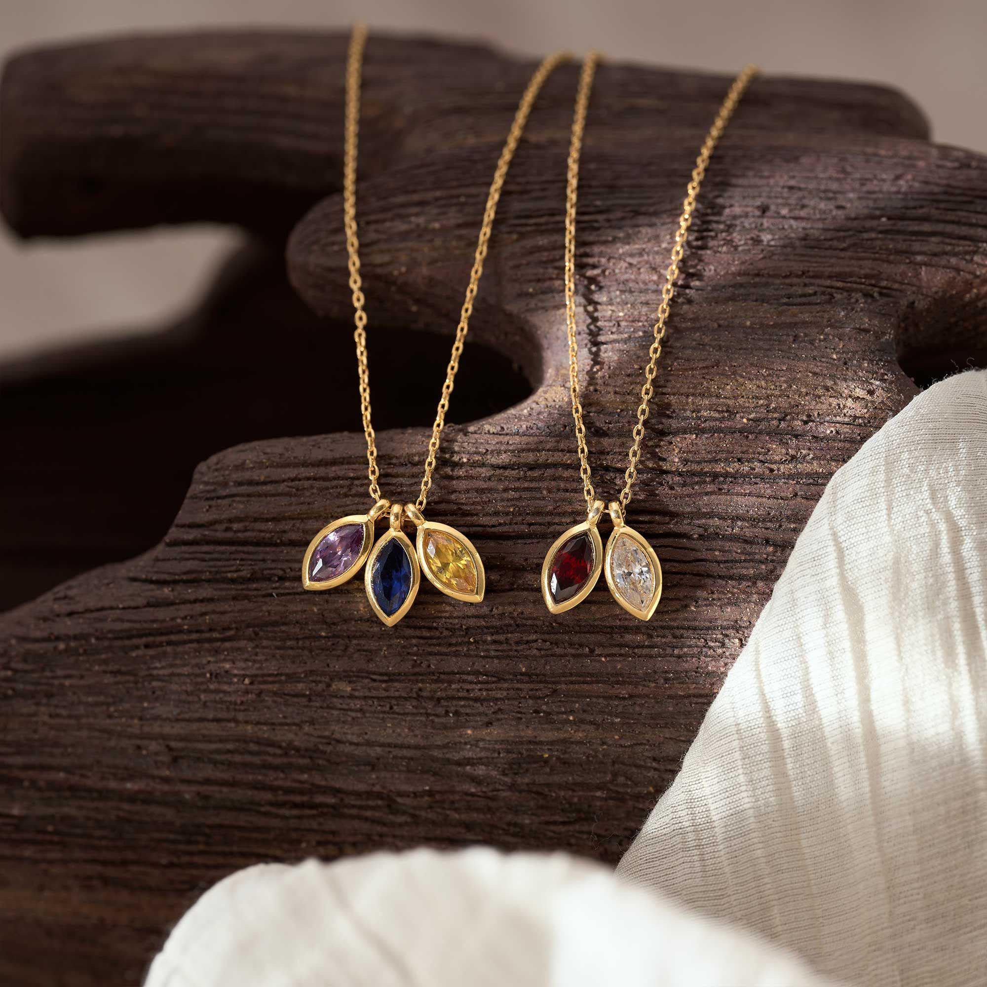 Personalized Leaf Birthstone Necklace, Grandma Mother Gift - Image 5