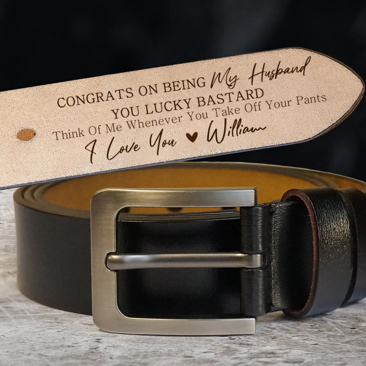 Personalized Leather Belt Anniversary Handmade Belt Gift for Boyfriend Husband - Image 2