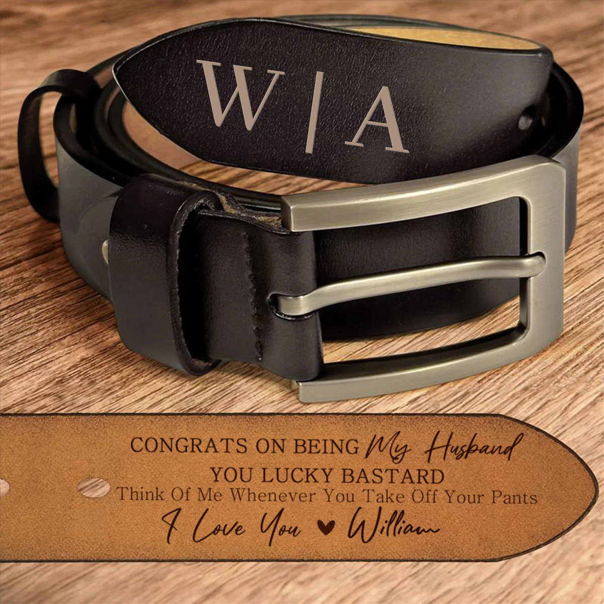 Personalized Leather Belt Anniversary Handmade Belt Gift for Boyfriend Husband - Image 3