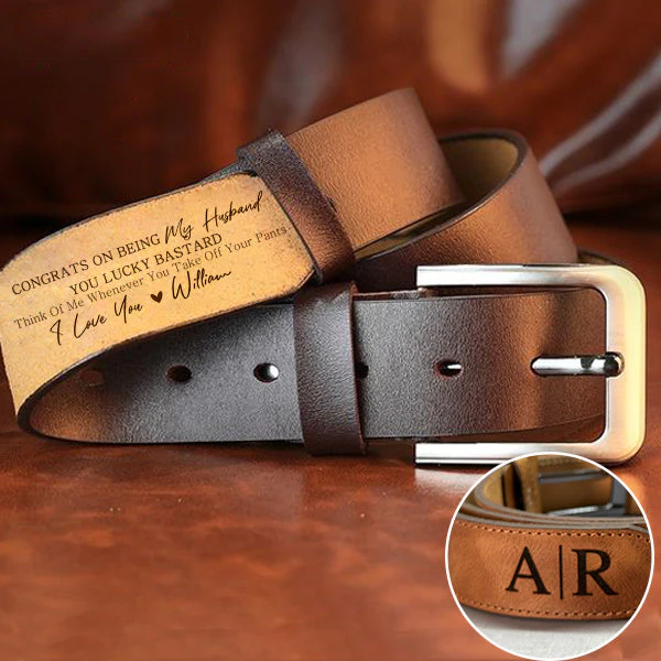 Personalized Leather Belt Anniversary Handmade Belt Gift for Boyfriend Husband - Image 4