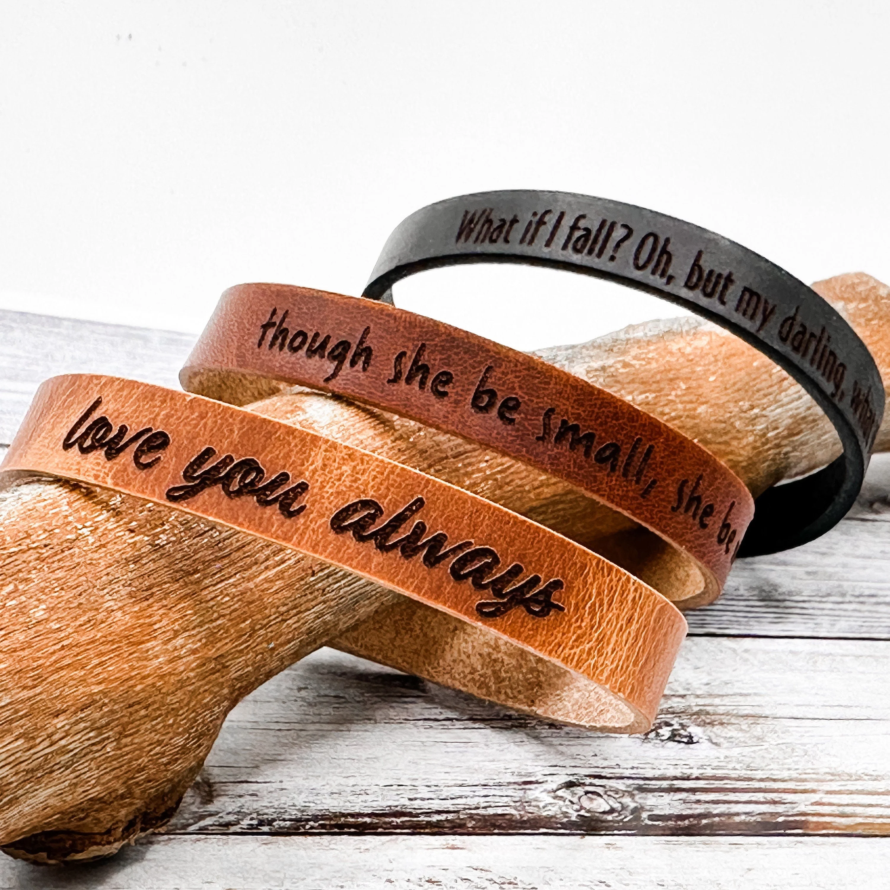 Personalized Leather Bracelet - Engraved Modern Minimalist Cuff - Image 8
