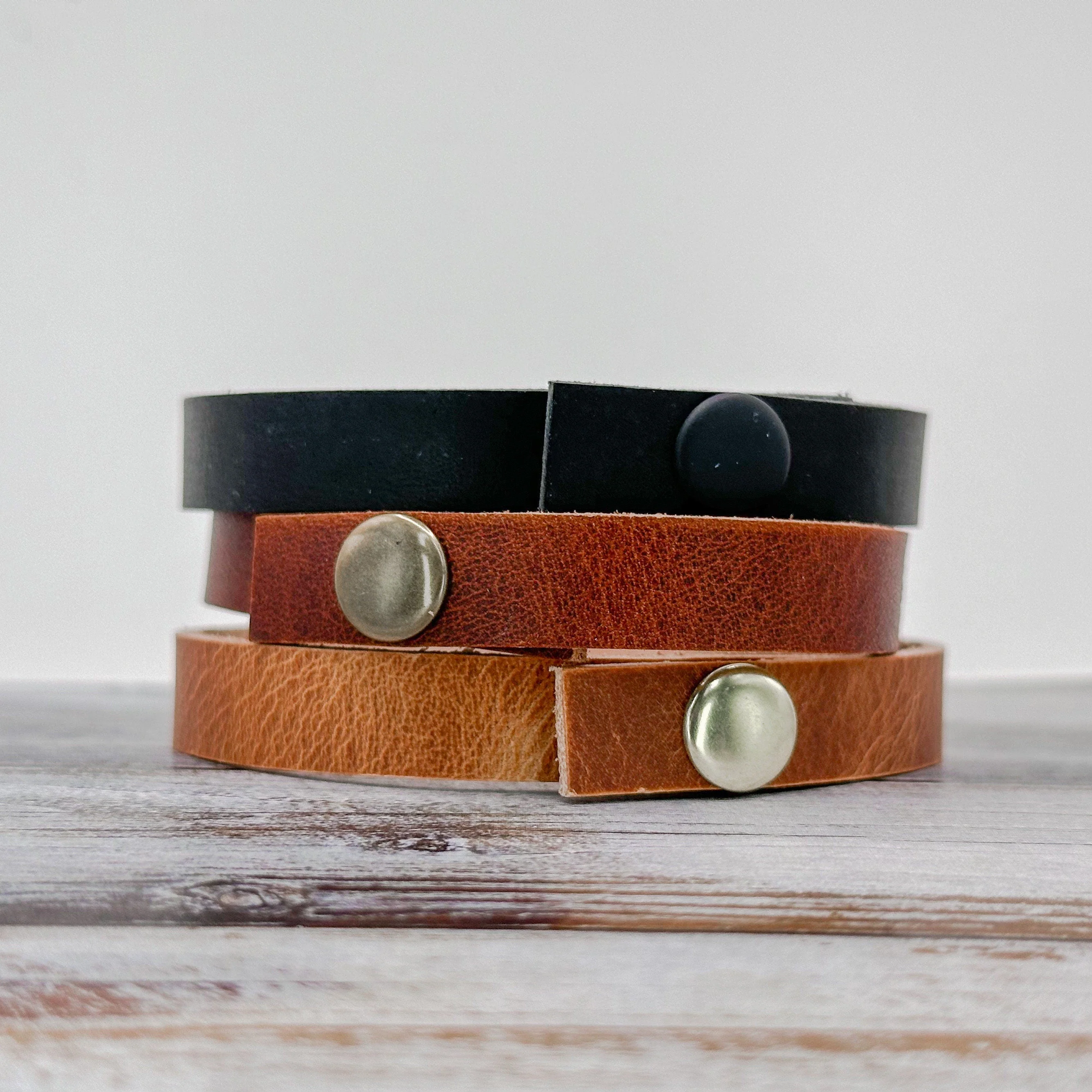 Personalized Leather Bracelet - Engraved Modern Minimalist Cuff - Image 9