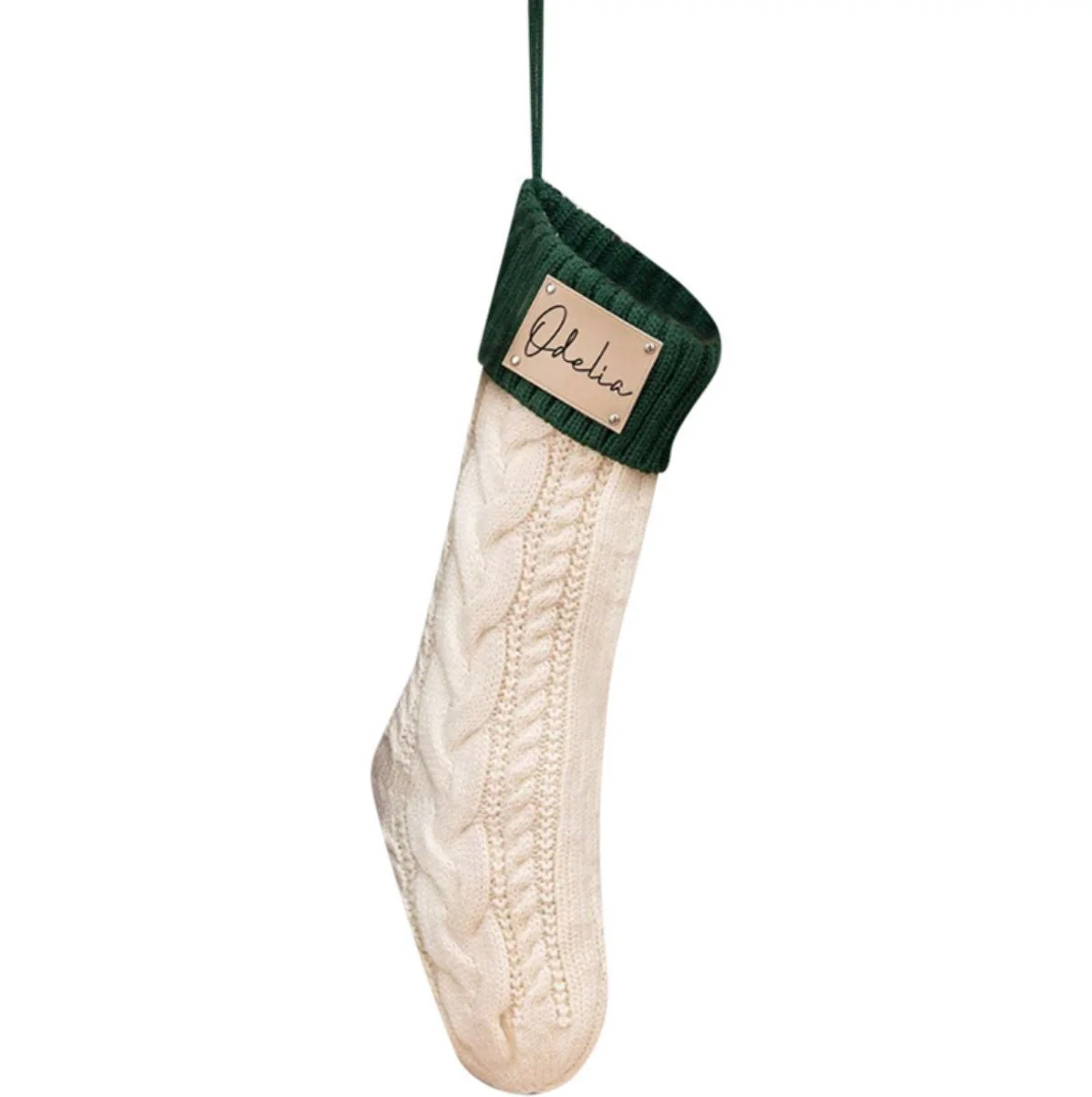 Personalized Leather Knitted Christmas Stockings - Image 10