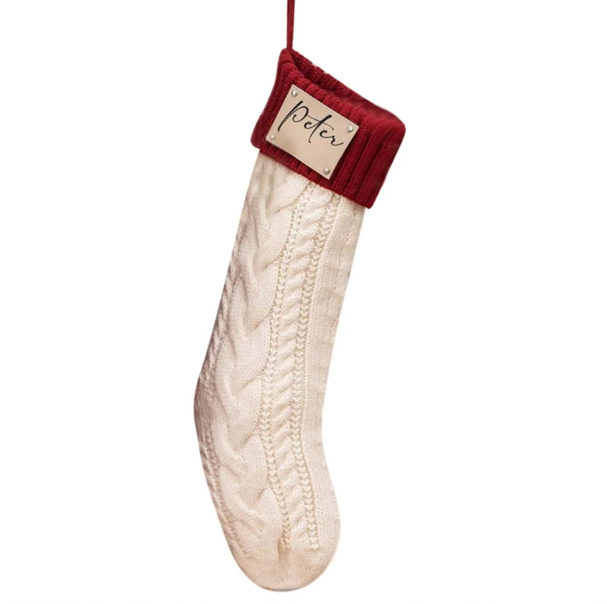 Personalized Leather Knitted Christmas Stockings - Image 11