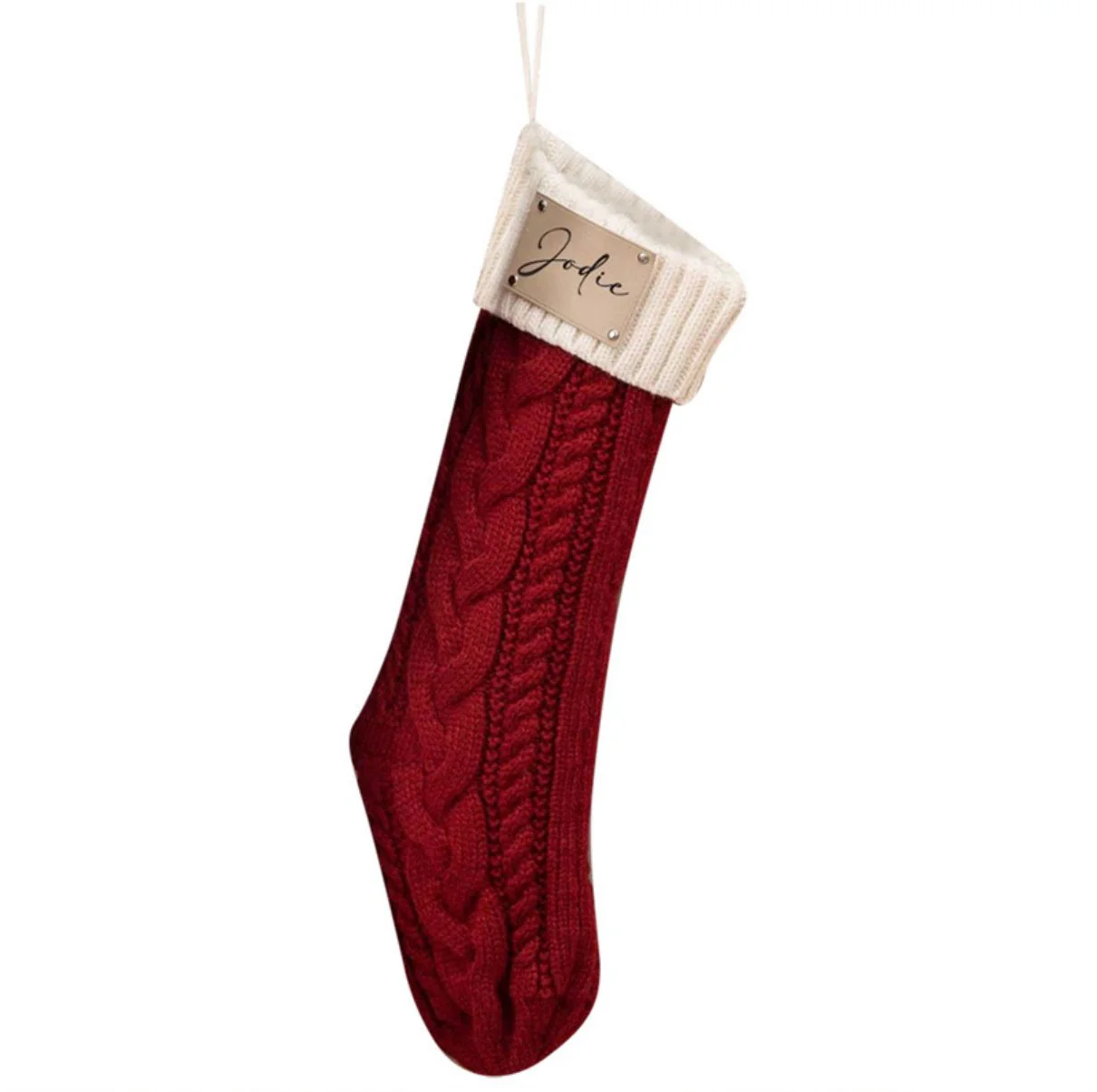Personalized Leather Knitted Christmas Stockings - Image 12