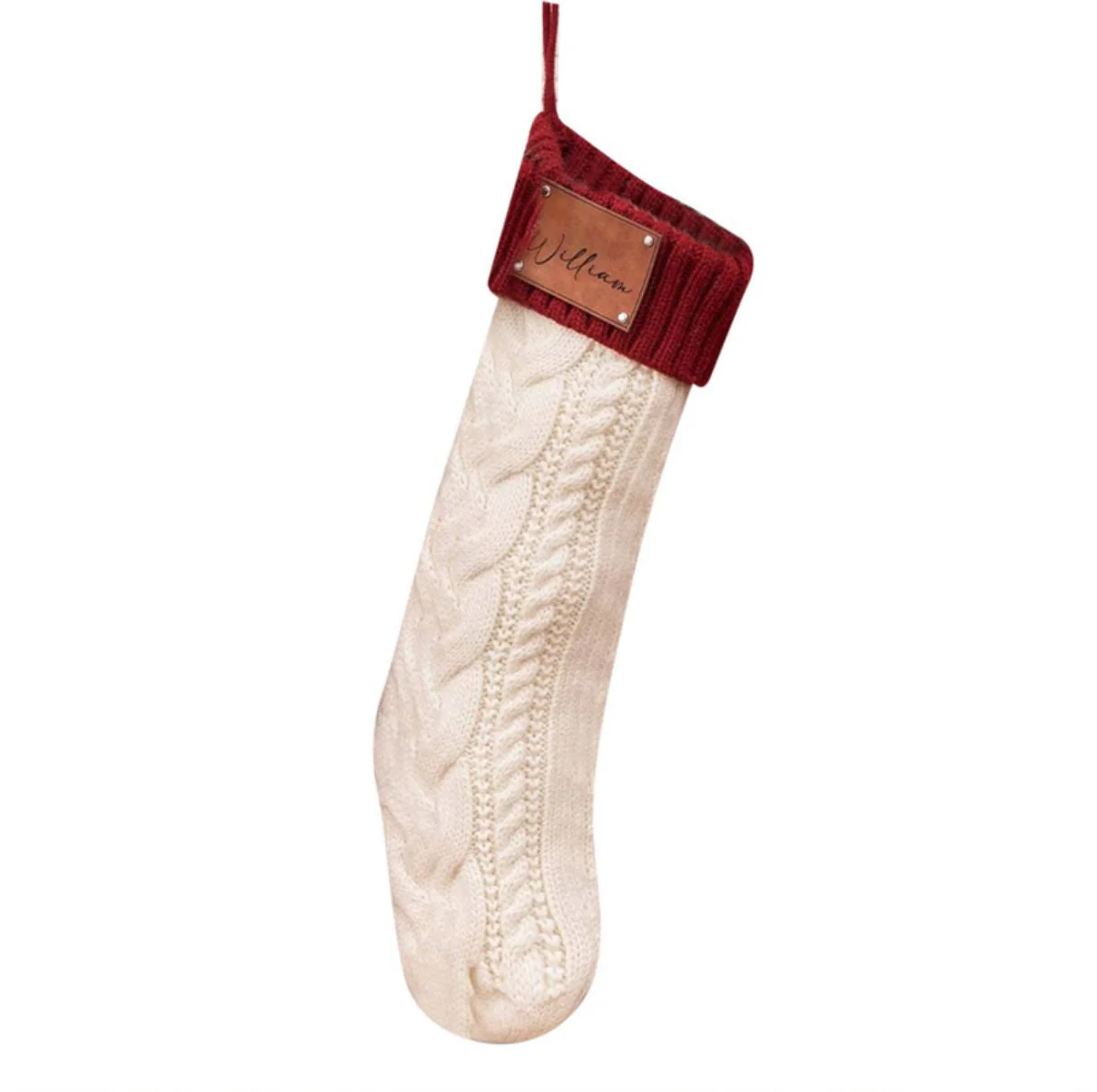 Personalized Leather Knitted Christmas Stockings - Image 15