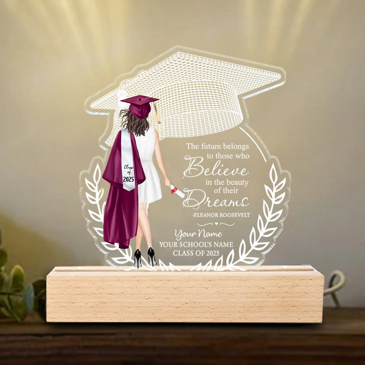 Personalized LED Light For Her Personalized Acrylic Plaque High School College Graduation Gift - Image 2
