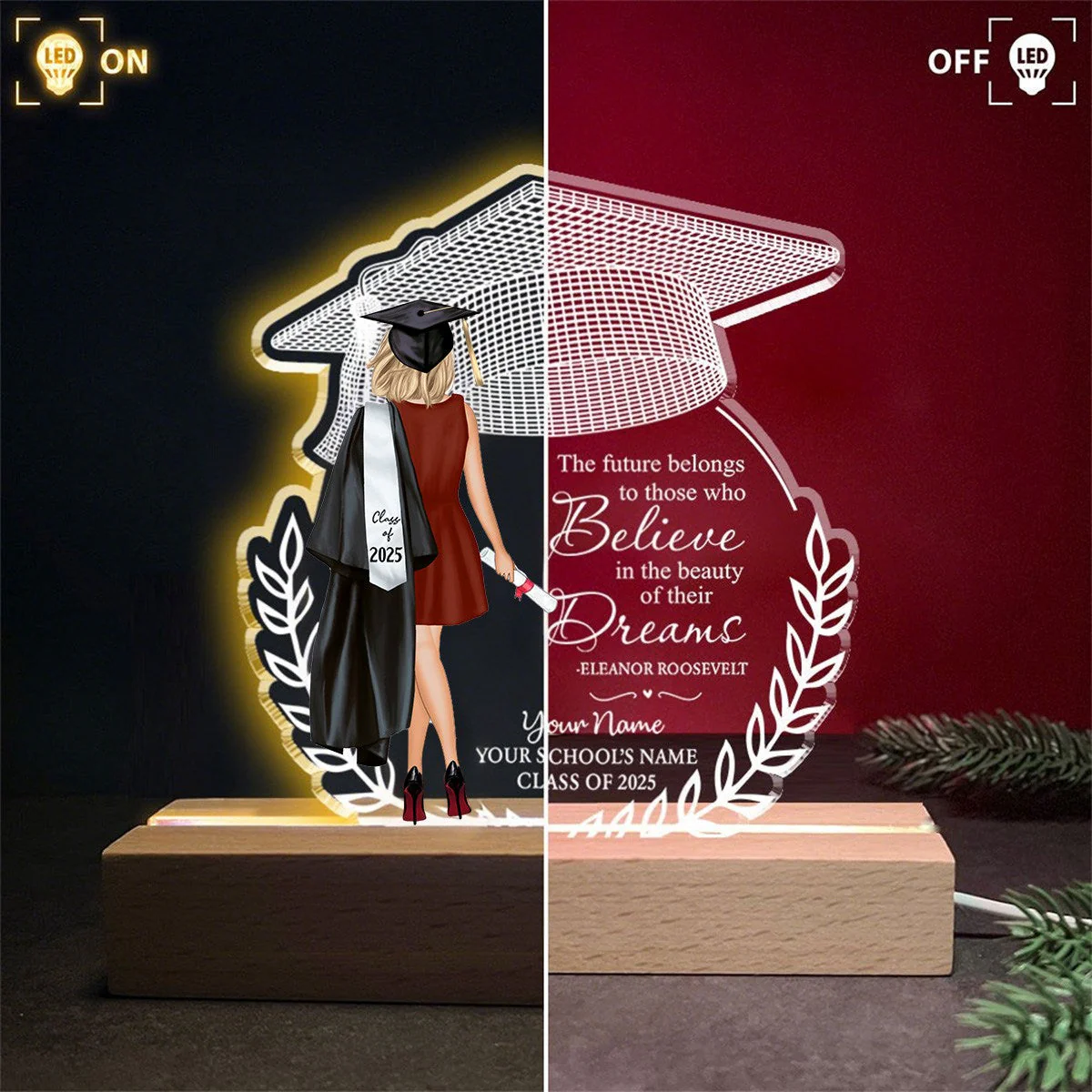 Personalized LED Light For Her Personalized Acrylic Plaque High School College Graduation Gift - Image 3