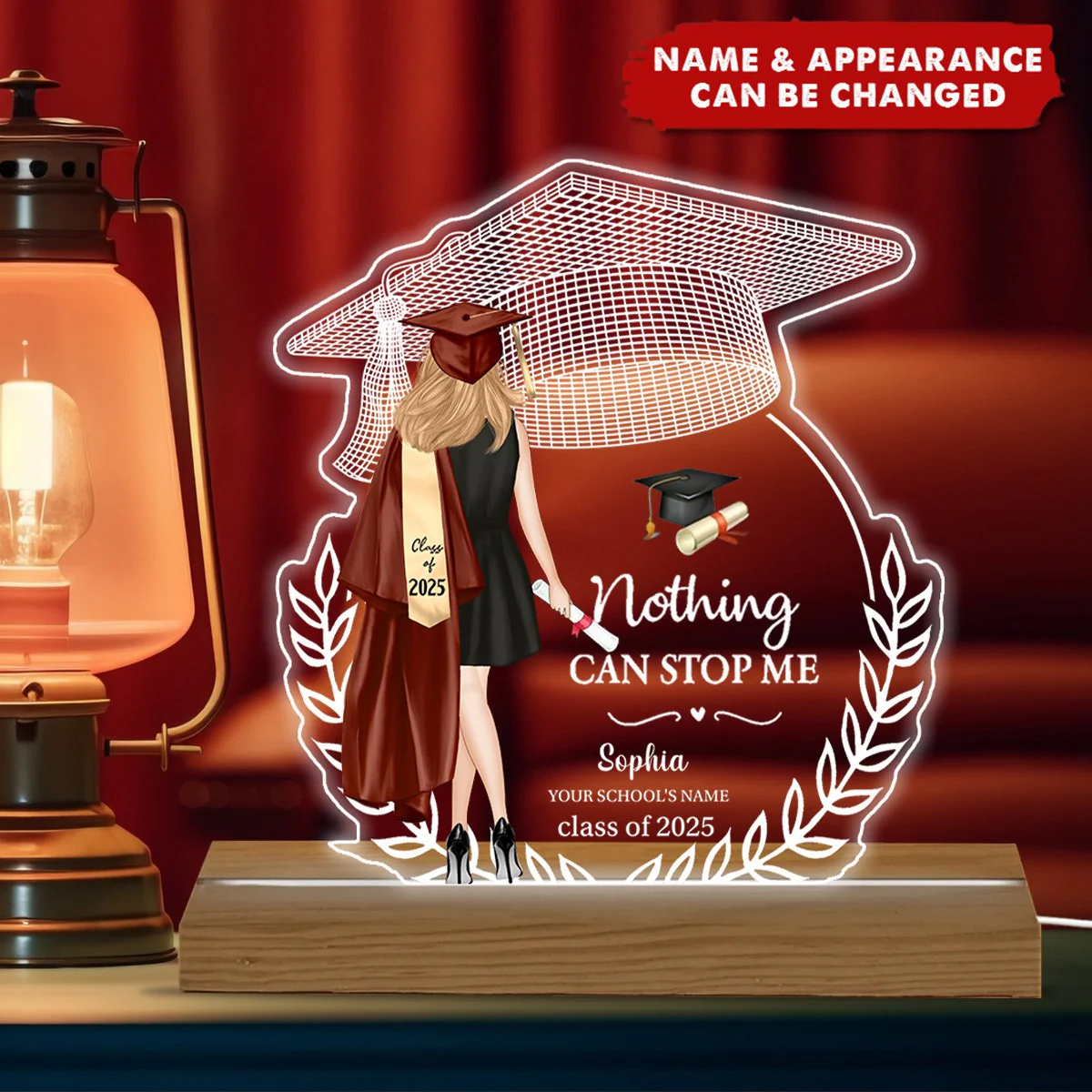 Personalized LED Light For Her Personalized Acrylic Plaque High School College Graduation Gift - Image 7