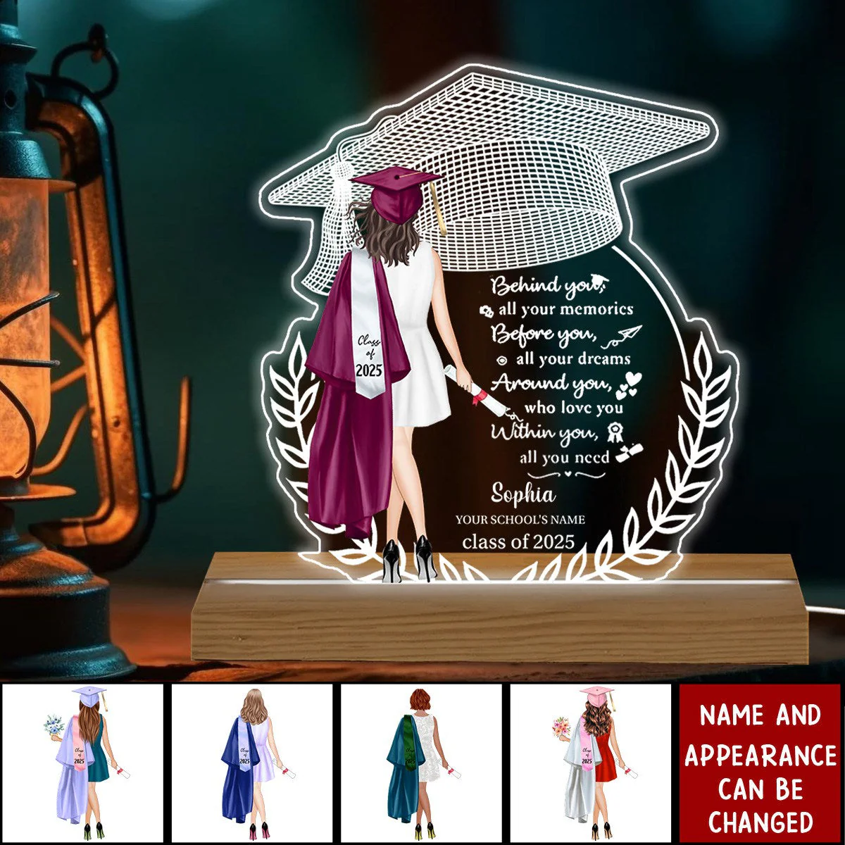Personalized LED Light For Her Personalized Acrylic Plaque High School College Graduation Gift - Image 8