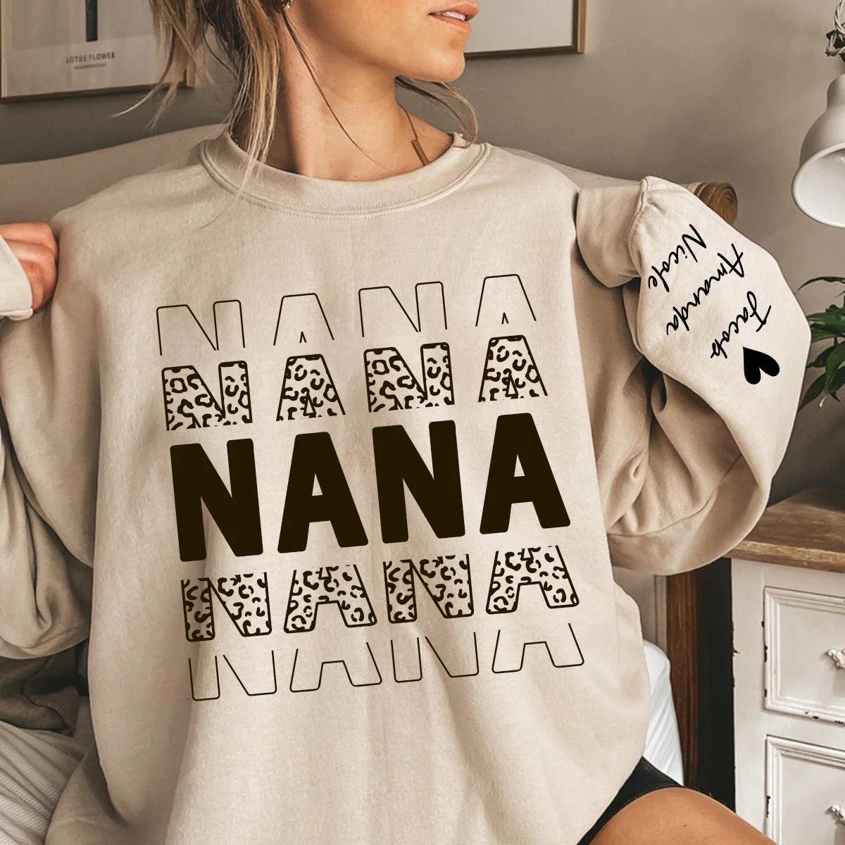 Personalized Leopard Mama Grandma and Kids Sweatshirt - Image 5