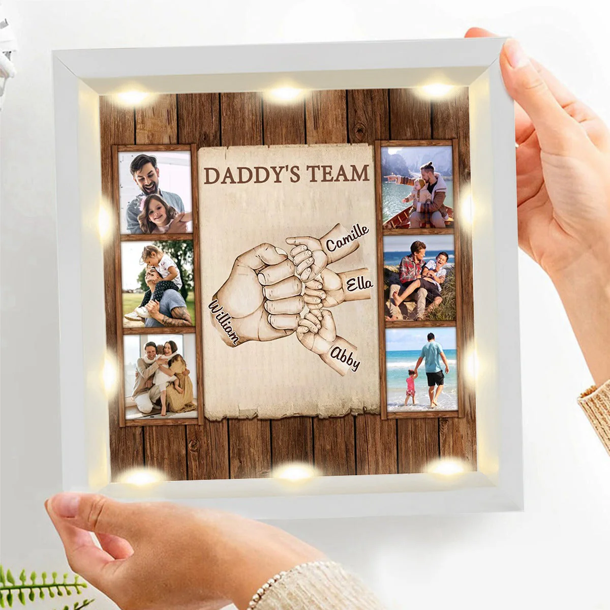 Personalized Light Shadow Box - Daddy’s Team Fist Bump Dad Gifts - Image 9