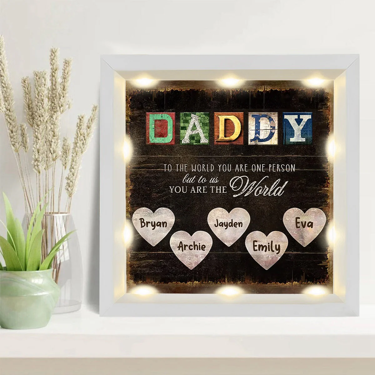 Personalized Light Shadow Box-Daddy, You Are The World - Image 11