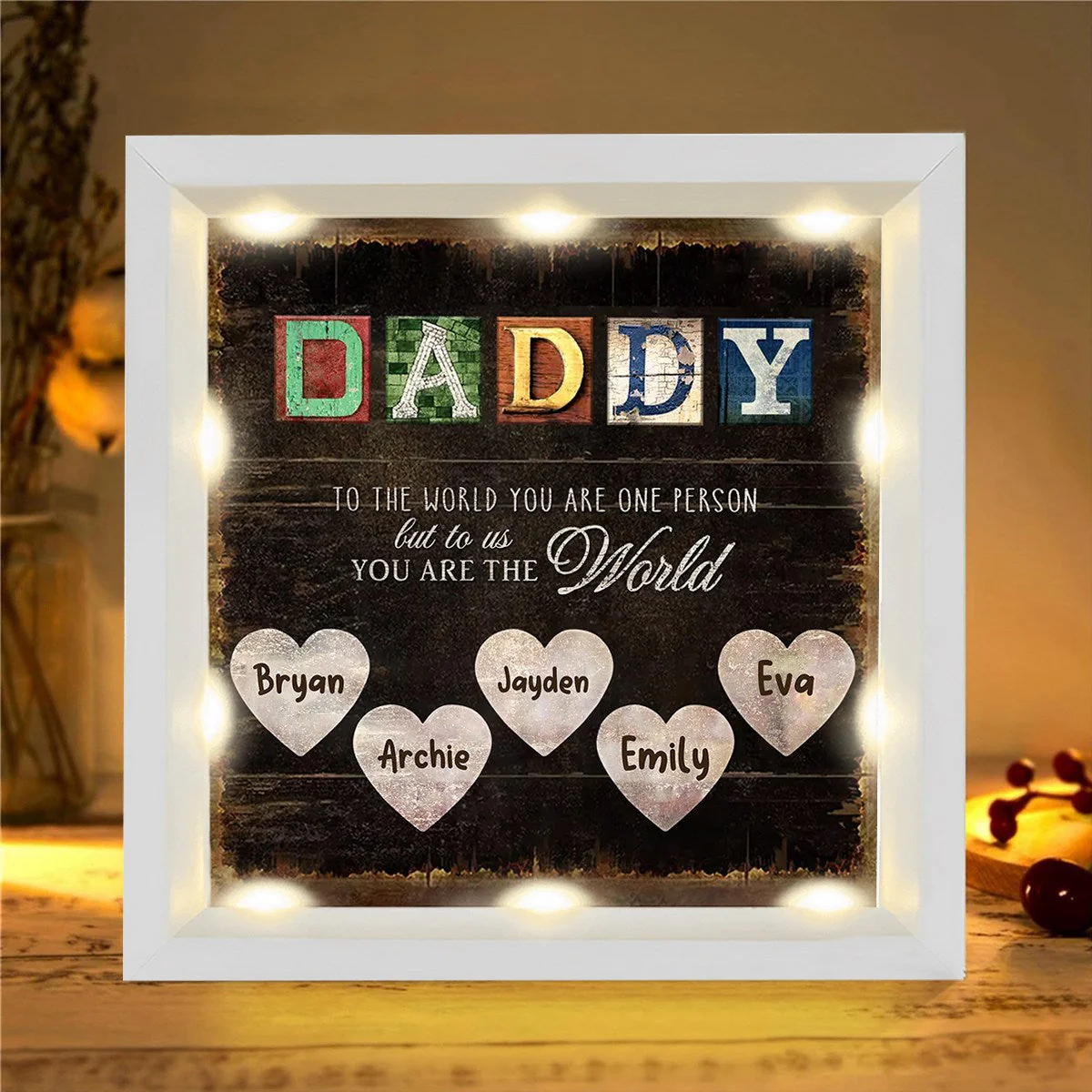 Personalized Light Shadow Box-Daddy, You Are The World - Image 3